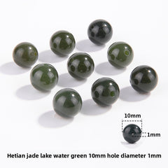 Hetian jade round beads, snowy white/pale celadon, polished, assorted 4–10 mm — Snowfield Whisper.