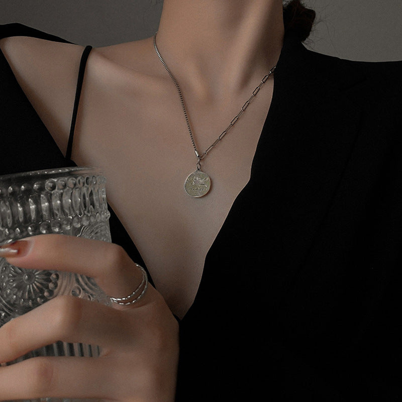 Versatile Minimalist Titanium Steel Pearl Pendant Necklace