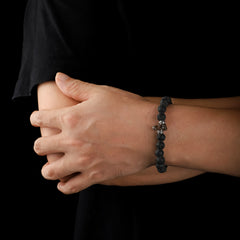 Glazenya Earthfire Lava Crystal Bracelet – natural lava stone and crystal quartz beaded bracelet