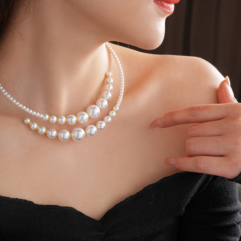 Irregular Cross Pearl Choker – French Light Luxury Fashion Necklace for Women