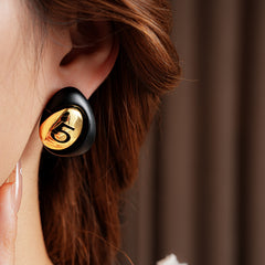 Gilded Numeral 5 Pebble Studs