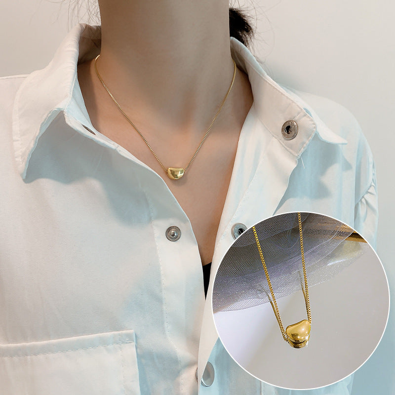 Versatile Minimalist Titanium Steel Pearl Pendant Necklace