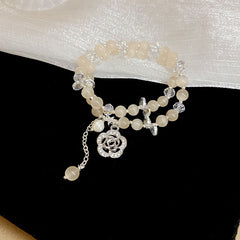 Oriental white and yellow crystal bead bracelet retro chic style