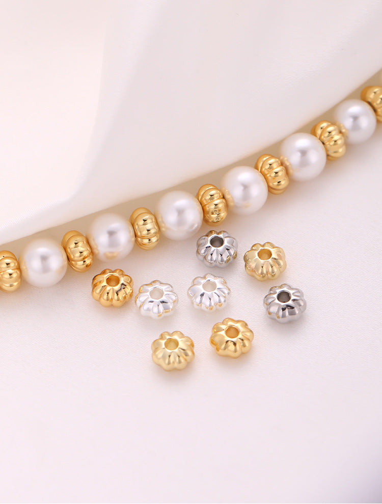 Fluted Bloom spacer bead, 7.5mm diameter, 2mm hole, petal-ridge profile