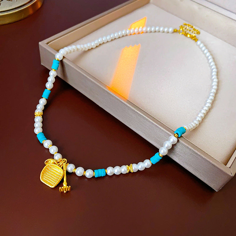 Baroque freshwater pearl colorful bead necklace and bracelet set – light luxury elegant women’s jewelry