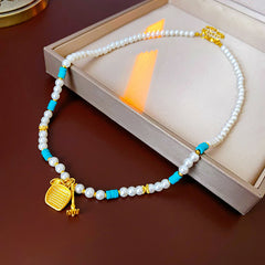 Baroque freshwater pearl colorful bead necklace and bracelet set – light luxury elegant women’s jewelry