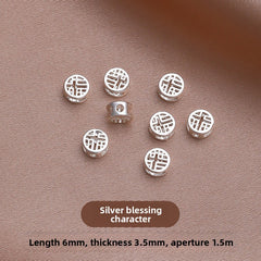 Lucky Grid · Silver-Plated Brass Spacer Beads (Fu & Coin Series)