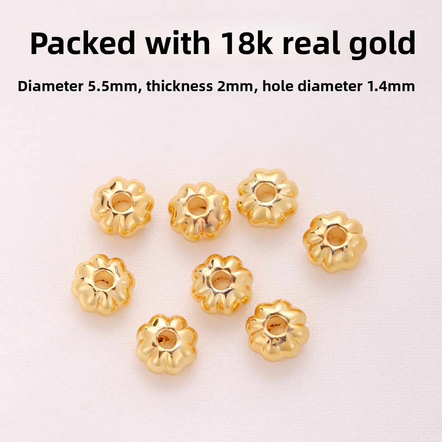 Fluted Bloom spacer bead, 7.5mm diameter, 2mm hole, petal-ridge profile