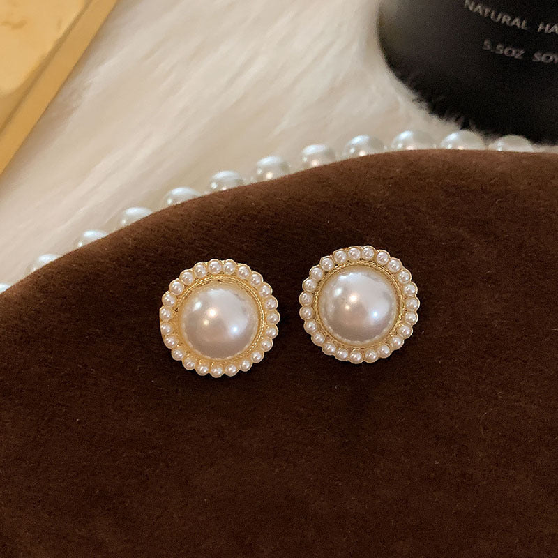 Vintage Pearl Stud Earrings Series with silver pins and baroque pearl courtly chic designs – light luxury retro jewelry
