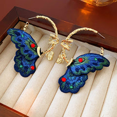 Vintage Butterfly & Heart Collection – handmade embroidery earrings, rings, and necklaces with butterfly and heart motifs in light luxury retro chic style
