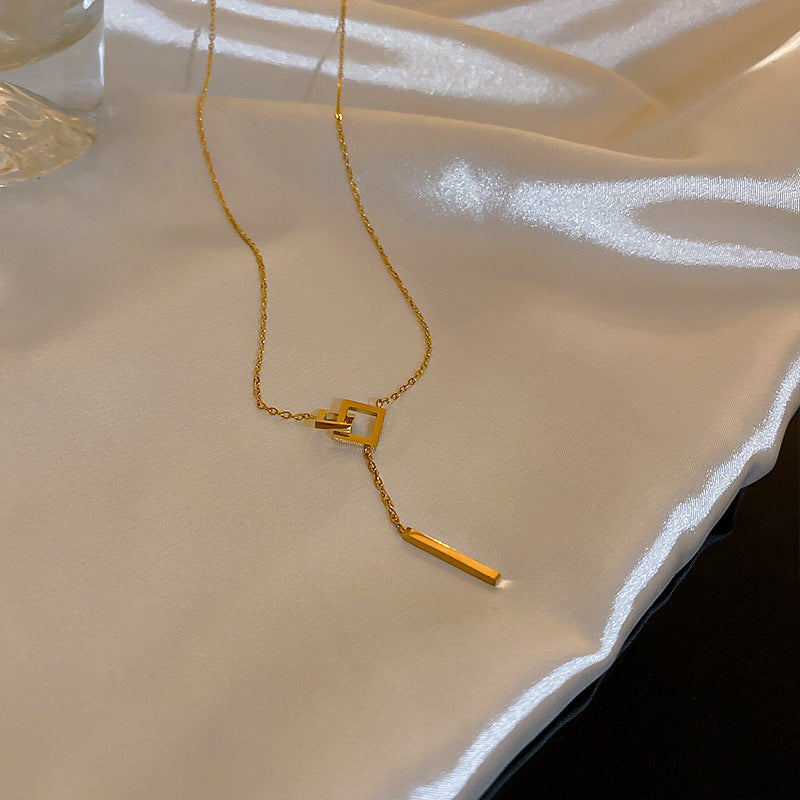 Versatile Minimalist Titanium Steel Pearl Pendant Necklace