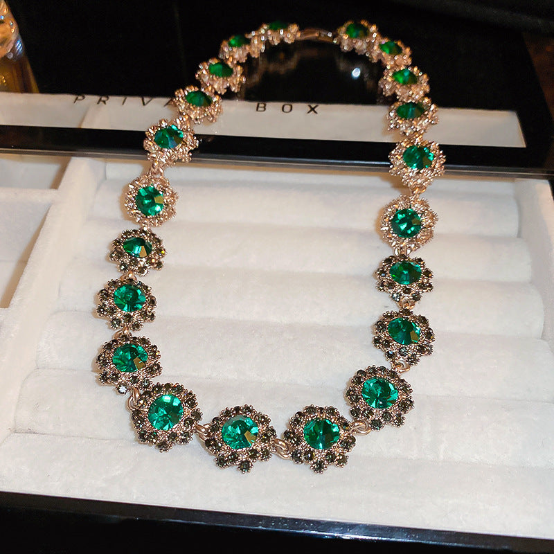 Gothic revival vintage necklace – exaggerated European light luxury statement jewelry with rhinestone and alloy designs