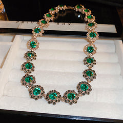 Gothic revival vintage necklace – exaggerated European light luxury statement jewelry with rhinestone and alloy designs