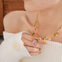 Celestial Leaf Zircon Drop Necklace Set
