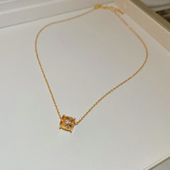 Cat’s Eye Letter Series – Gold-Plated Cylinder Pendant Necklaces with Zircon