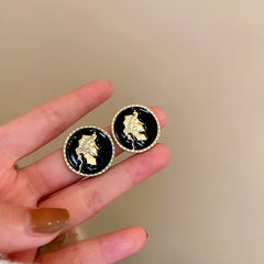 Stud earrings collection with enamel/stone cabochons, crystal accents and gold-tone settings — 43 variants — Eternal Heart Gem Earrings Collection.