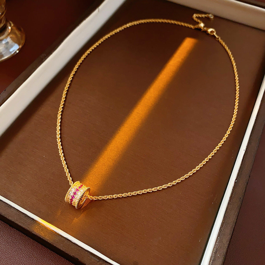 Cat’s Eye Letter Series – Gold-Plated Cylinder Pendant Necklaces with Zircon