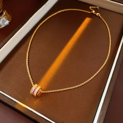 Cat’s Eye Letter Series – Gold-Plated Cylinder Pendant Necklaces with Zircon