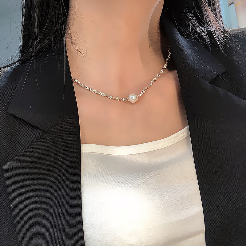 Artificial Silver Fragment Pearl Choker