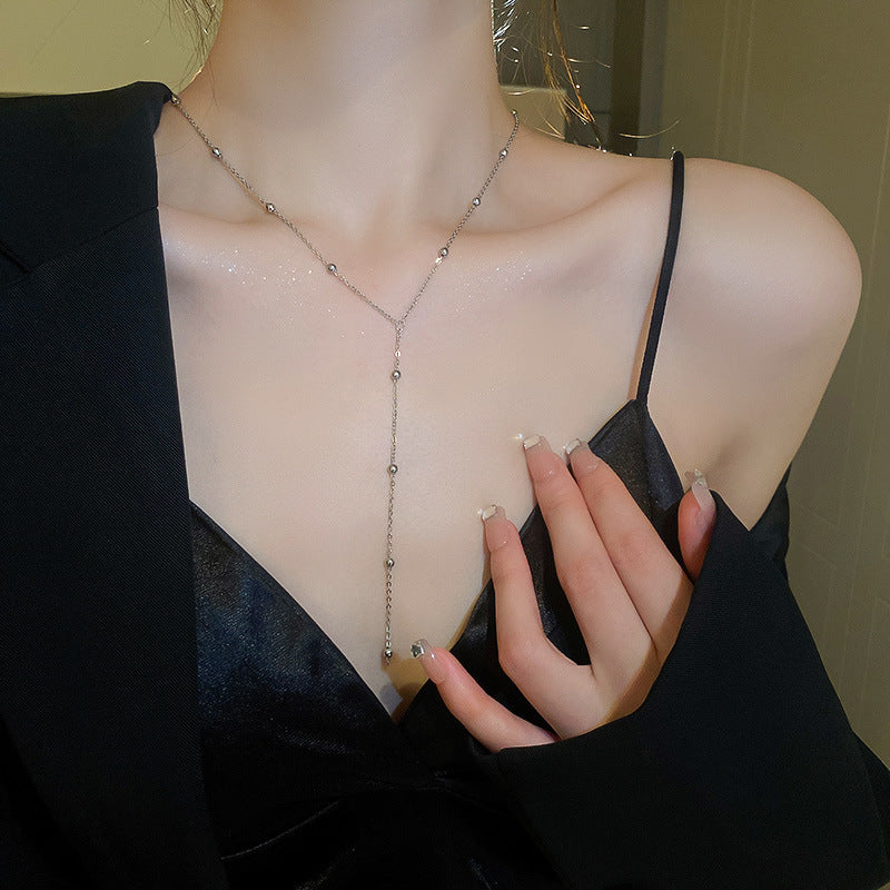 Versatile Minimalist Titanium Steel Pearl Pendant Necklace
