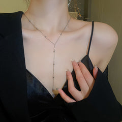 Versatile Minimalist Titanium Steel Pearl Pendant Necklace
