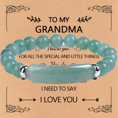 Forever Grandma · Natural Stone Love Bar Bracelet