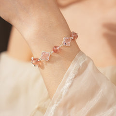 Radiant Flora Bead Bracelet with pink crystal and glass beads – Glazenya jewelry