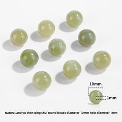 Hetian jade round beads, snowy white/pale celadon, polished, assorted 4–10 mm — Snowfield Whisper.