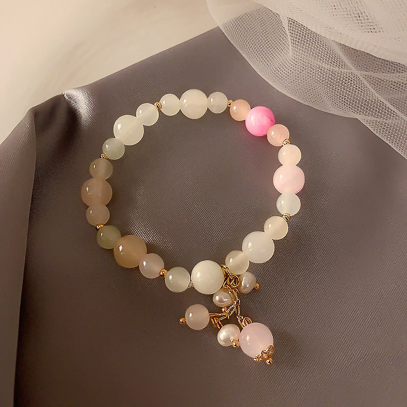 Oriental white and yellow crystal bead bracelet retro chic style