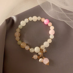 Oriental white and yellow crystal bead bracelet retro chic style