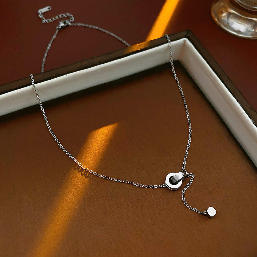 Cat’s Eye Letter Series – Gold-Plated Cylinder Pendant Necklaces with Zircon