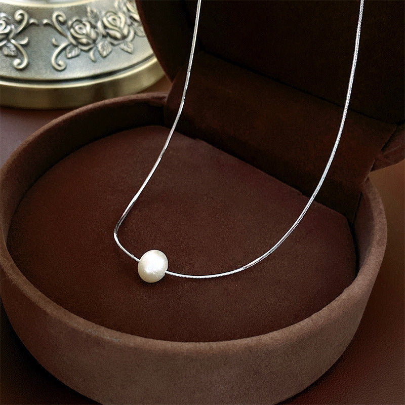 Versatile Minimalist Titanium Steel Pearl Pendant Necklace