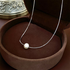 Versatile Minimalist Titanium Steel Pearl Pendant Necklace