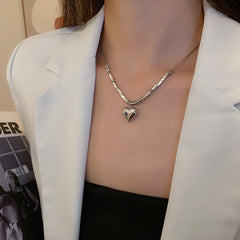 Versatile Minimalist Titanium Steel Pearl Pendant Necklace