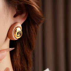 Gilded Numeral 5 Pebble Studs