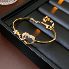 Gold zircon hollow heart bracelet minimalist chic design