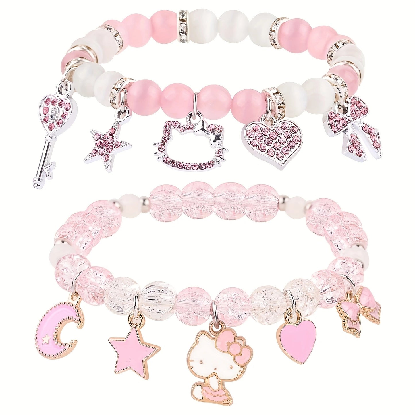 Blush Kitty Sparkle Charm Bracelets