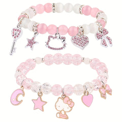 Blush Kitty Sparkle Charm Bracelets