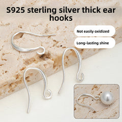 ArcGlow S925 sterling silver ear hooks, 15×9 mm with ~1.5 mm open loop.