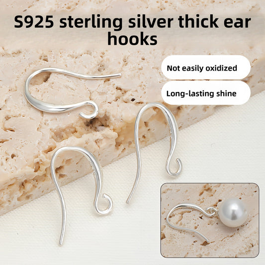 ArcGlow S925 sterling silver ear hooks, 15×9 mm with ~1.5 mm open loop.