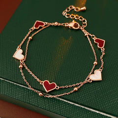 Rose gold heart pendant bracelet in French vintage style