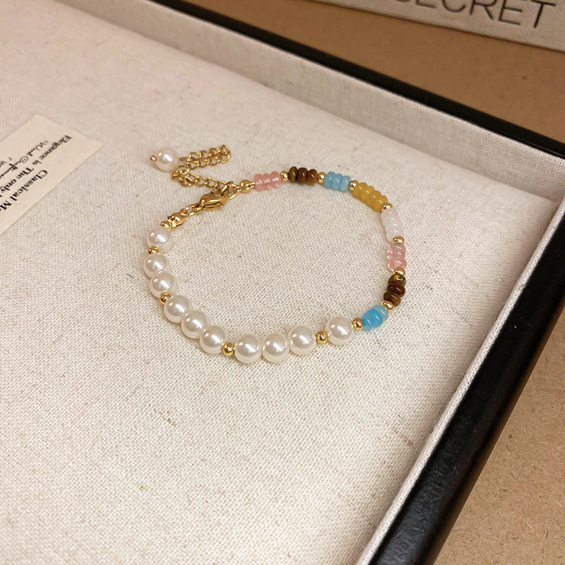 Baroque freshwater pearl colorful bead necklace and bracelet set – light luxury elegant women’s jewelry
