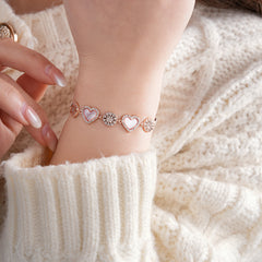 Rosy Heart Radiance Bracelet with pink shell hearts and zircon medallions – Glazenya jewelry
