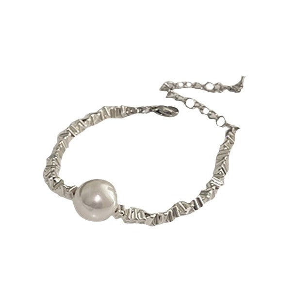Glazenya Artificial Silver Fragment Pearl Choker — light luxury irregular pearl necklace with fragmented silver design, niche high-end collarbone chain accessory.