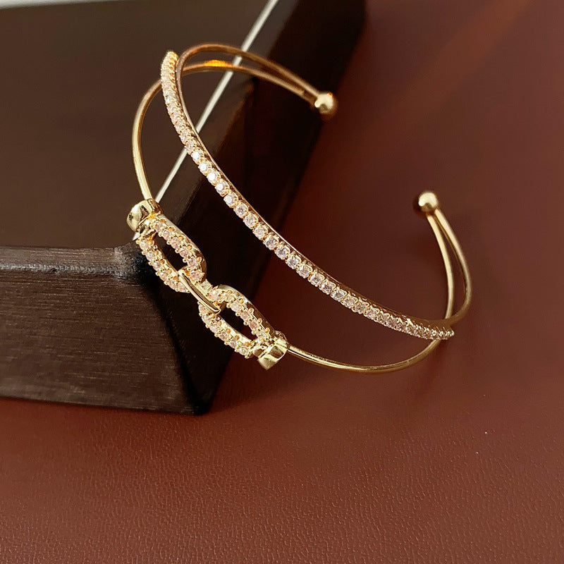 Vintage Geometric Zircon Bracelet Series – Minimalist Chic Elegance