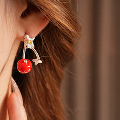 Lucky Star charm drop earrings with zircon accents in red and green