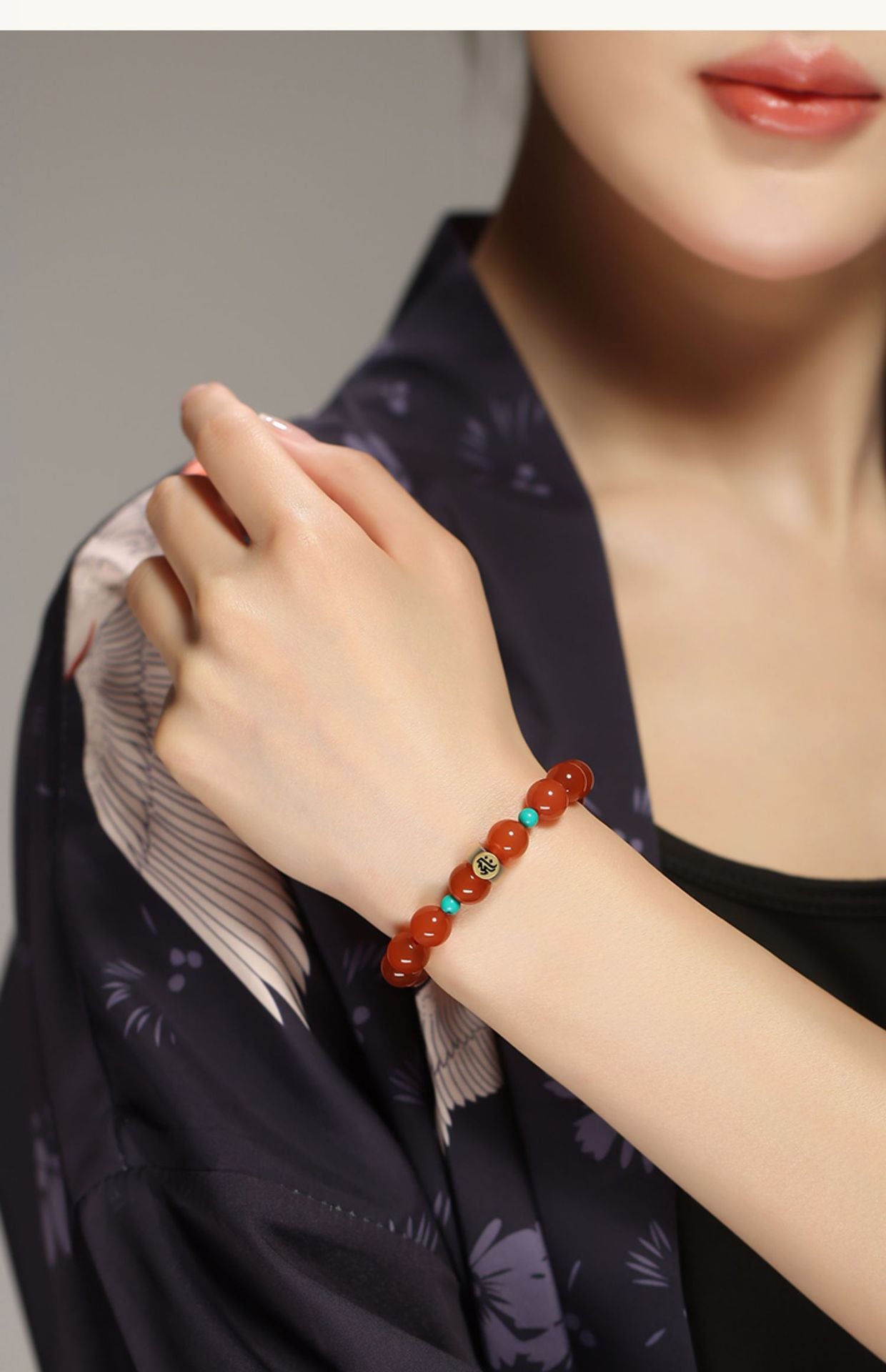 Collectible-grade Hetian jade bracelet with high-ice red agate centerpiece and turquoise accents — Crimson Serenity Hetian Jade Bracelet.