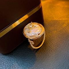 Baroque Pearl Tulip Open Ring – Korean Sweet Chic Series