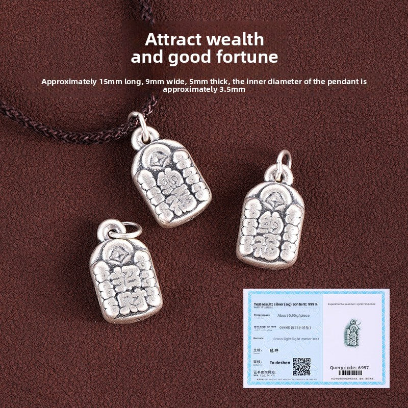 Relic Gleam 999 silver pendant, oxidized vintage finish