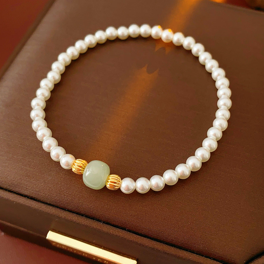 Hetian jade & Shijia pearl bracelet